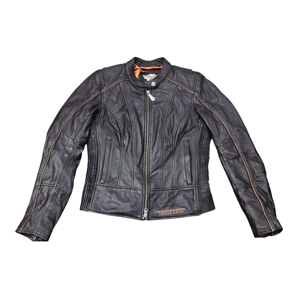 Harley Davidson 105th Anniversary Womens Leather Jacket XS 97050-08VW Black